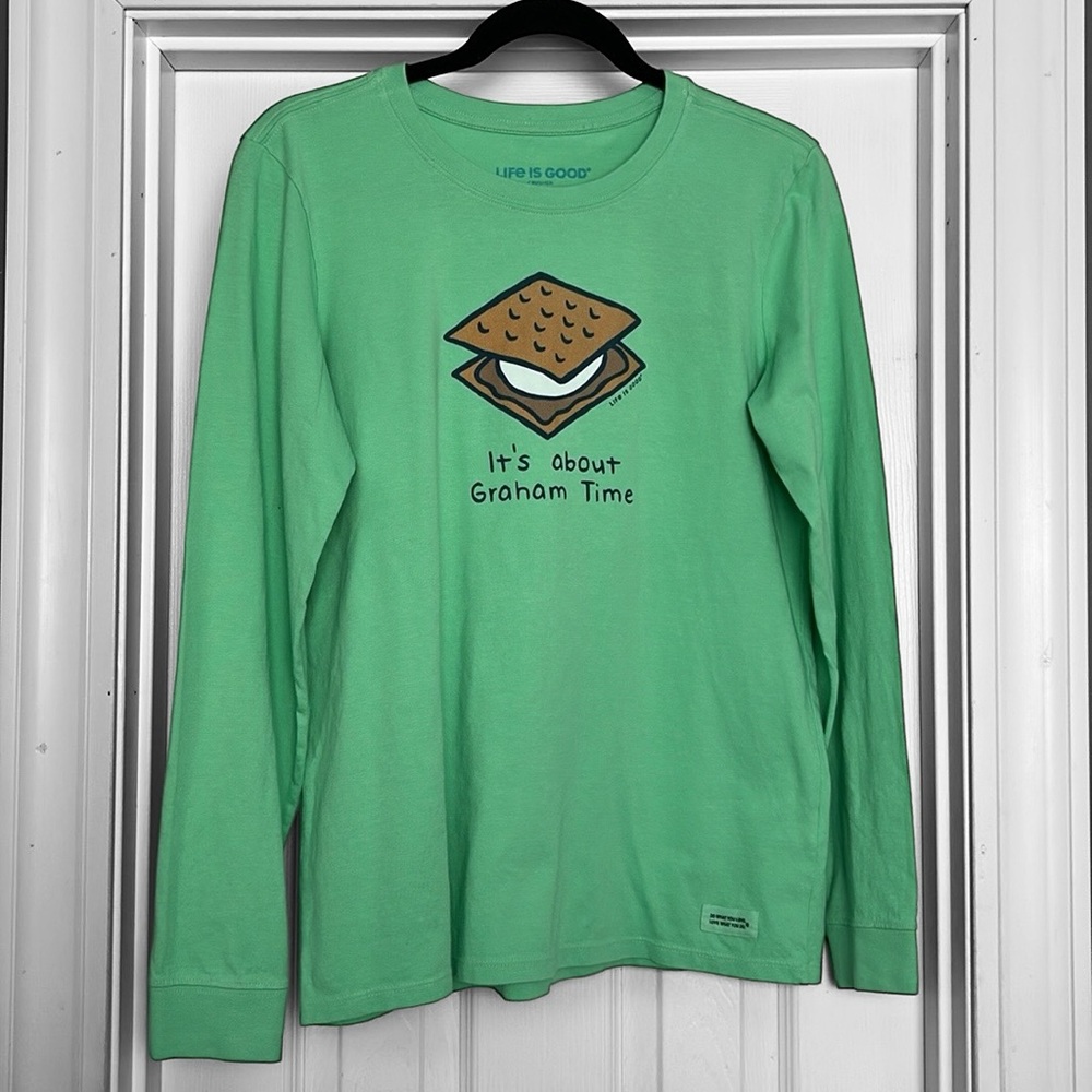 New! Life Is Good Women’s It’s about Graham Time LS Crusher Tee